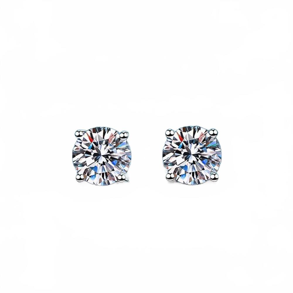 NEW BLING JEWELRY women's four-prong moissanite stud earrings in silver